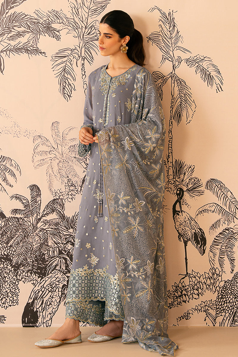 Cross Stitch | Luxe Atelier 24 | SMOKE BLUE by Designer Cross Stitch - House of Maryam - Pakistani Designer Ethnic Wear in {{ shop.shopifyCountryName }}