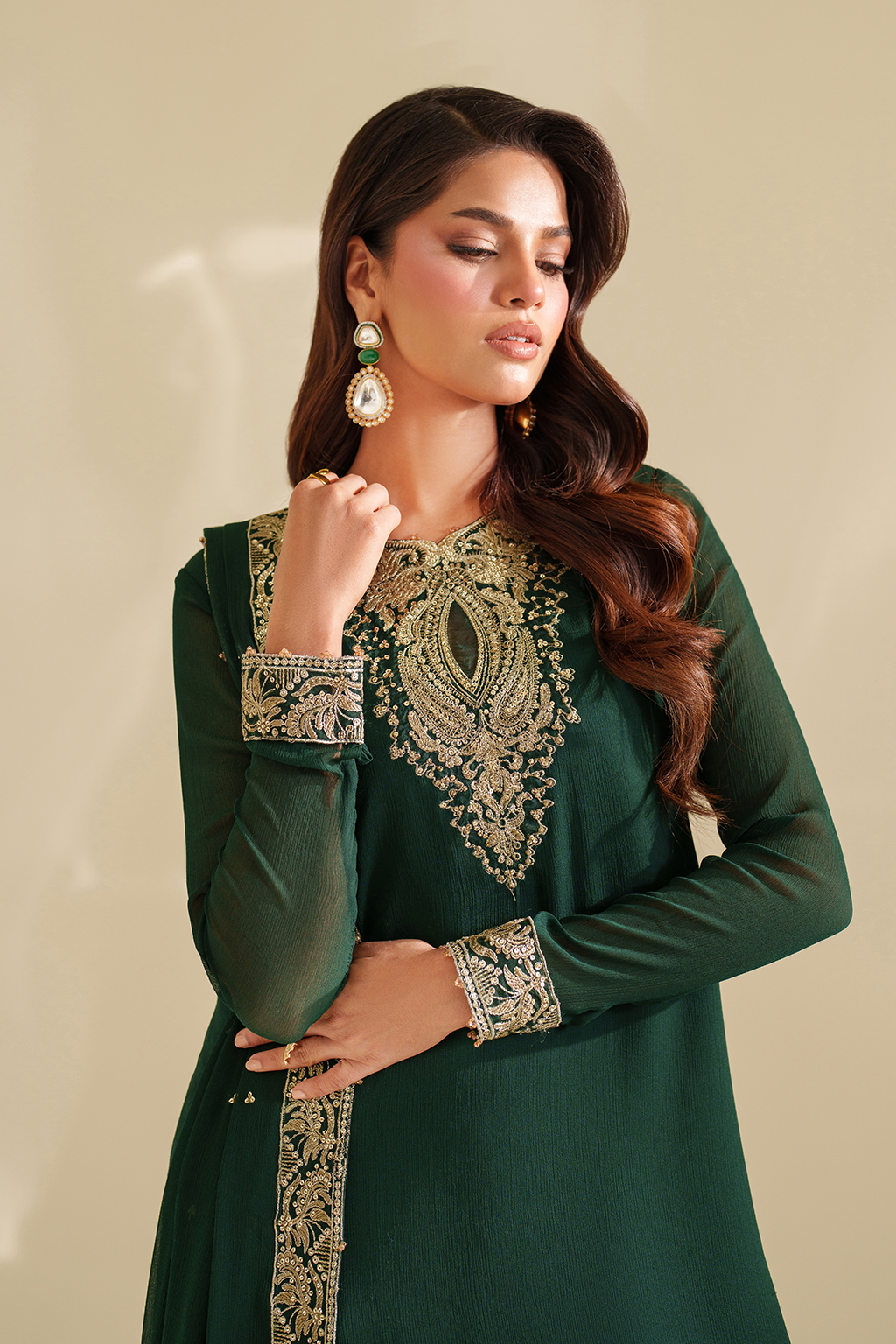 Iznik I Festive Formal I CC-75 Embroidered Chiffon -  Iznik Ladies Clothes - Original Designer Dress - House of Maryam
