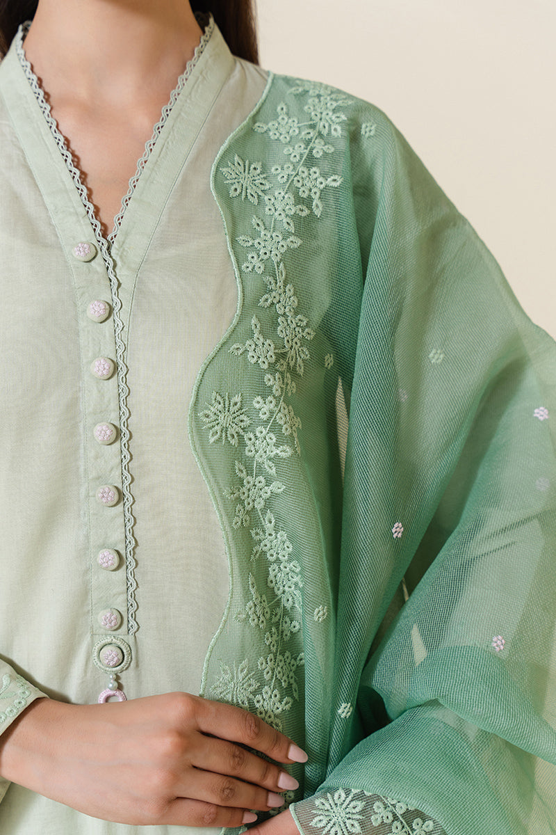 Cross Stitch | Exclusive Pret | Pistachio Fern-2 PC (Shirt & Dupatta), image 5