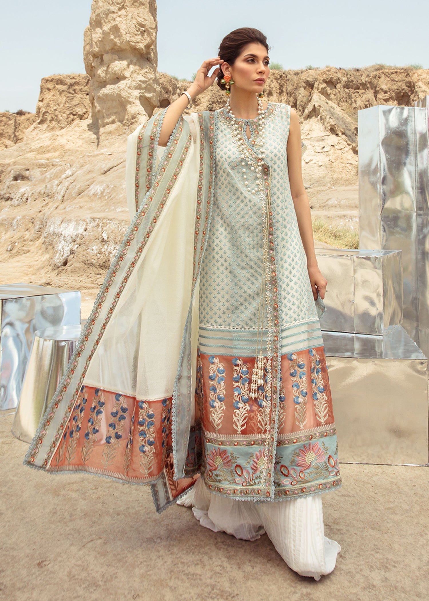 Saira Shakira | Luxury Pret | Rust Angrakha -  Saira Shakira Ladies Clothes - Original Designer Dress - House of Maryam