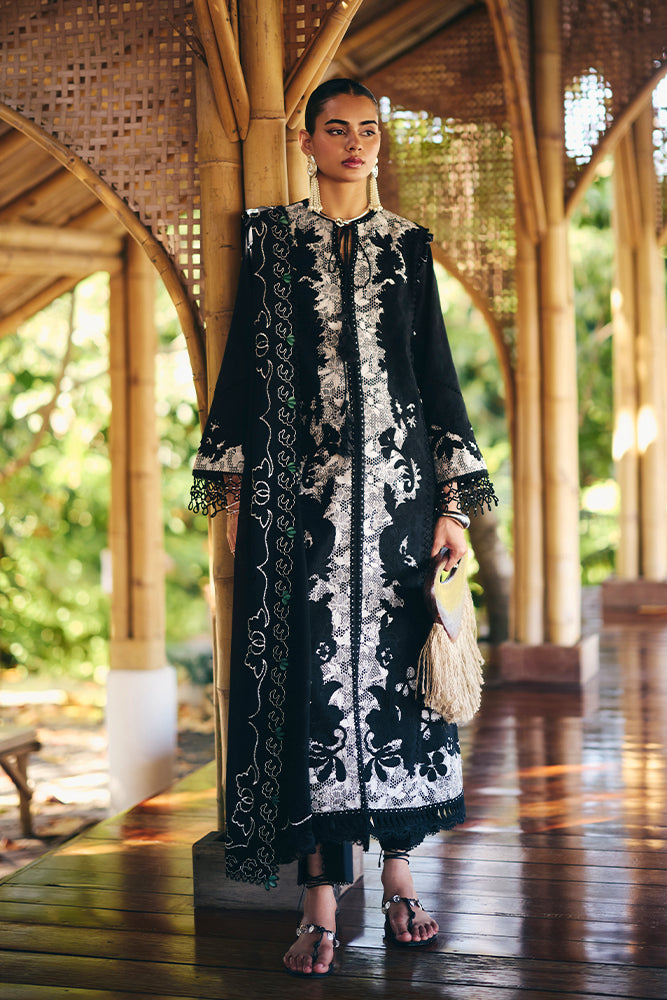 Suffuse Naisha black jacquard lawn suit