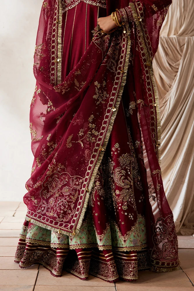 Suffuse Nusha deep red kalidaar pishwas and lehenga, photo 4