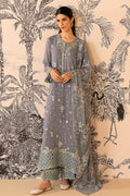 Cross Stitch | Luxe Atelier 24 | SMOKE BLUE by Designer Cross Stitch - House of Maryam - Pakistani Designer Ethnic Wear in {{ shop.shopifyCountryName }}