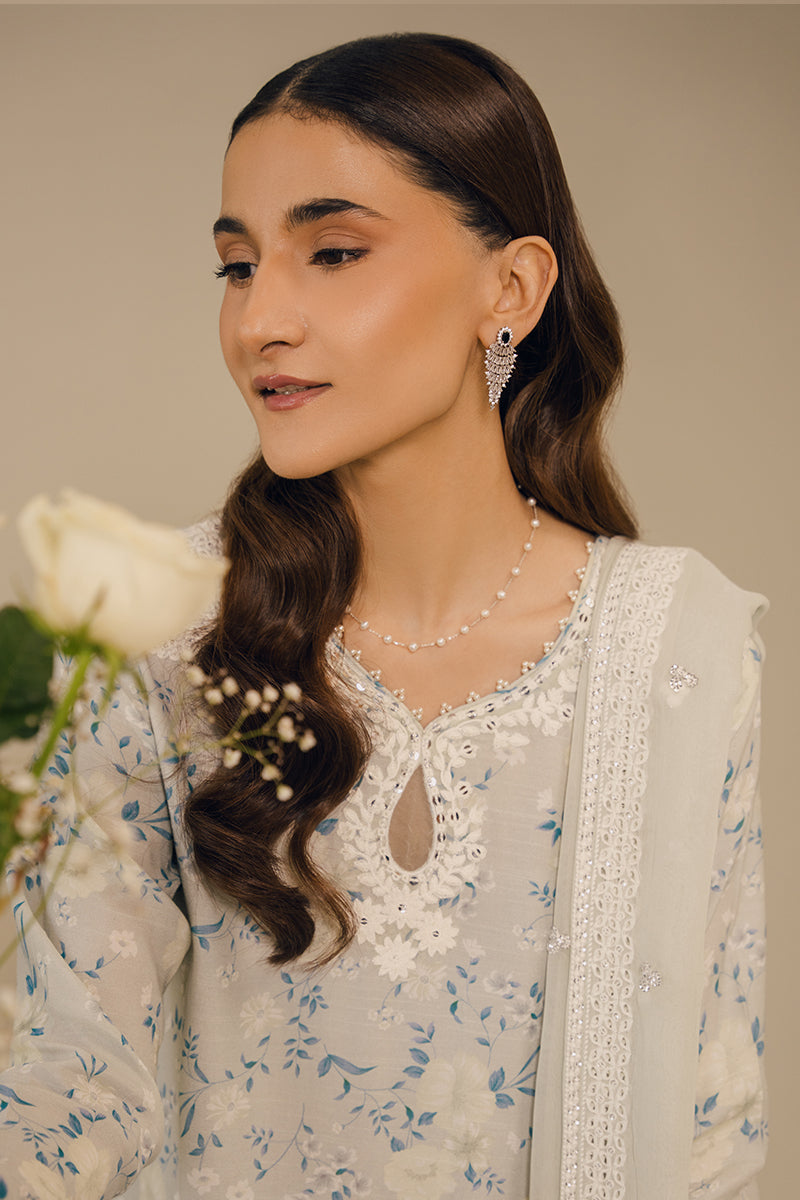 Cross Stitch | Luxury Pret | Pearl Blue-2 PC (Shirt & Dupatta), image 4