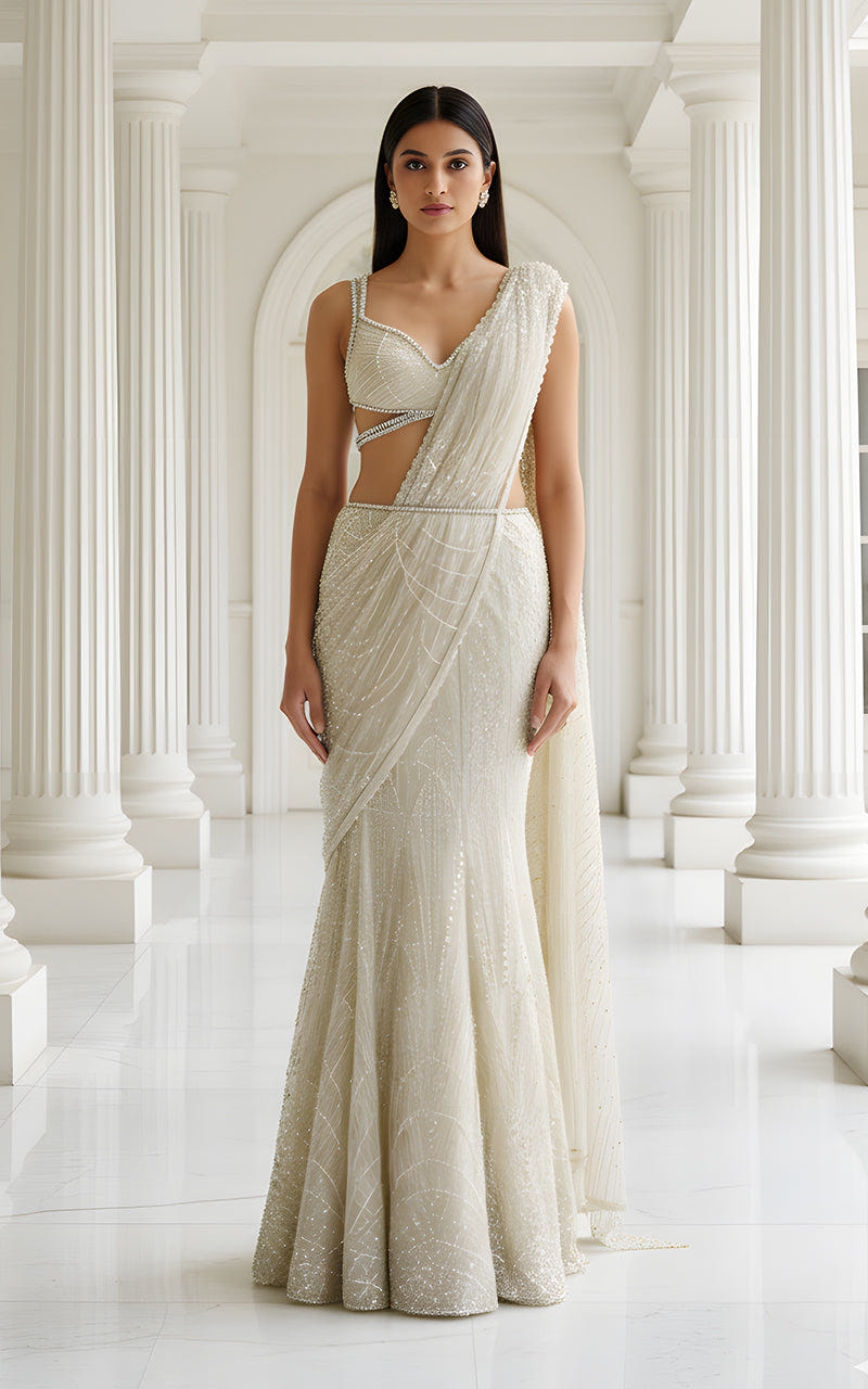 Threads and Motifs | Formal Dresses 25 | Embroidered Blouse With Skirt Saree