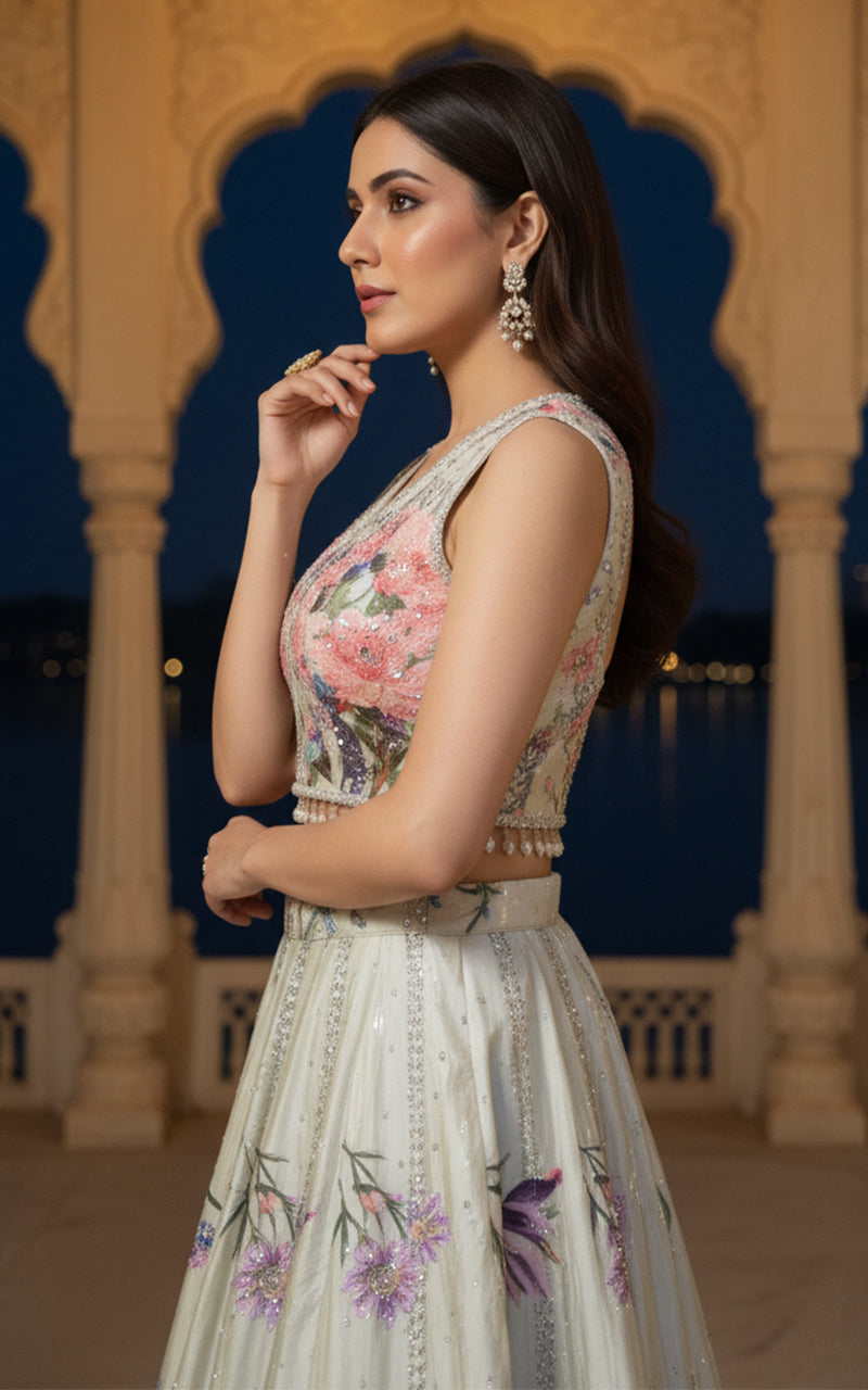 Threads and Motifs | Formal Outfits | Blouse With Printed Lehenga, image 4