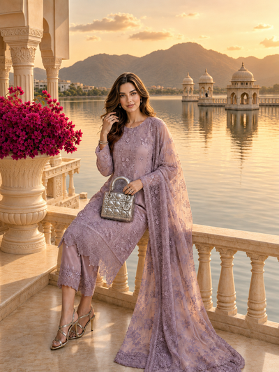 Saadia Asad | Nooriyah Luxury Chiffon | D6 - Vintage Mauve