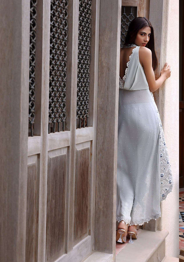 Layla Chatoor | Luxury Pret | Grey Halter Long Tunic, image 2