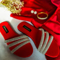 Red Lovestruck Slides by Designer House of Maryam - House of Maryam - Pakistani Designer Ethnic Wear in {{ shop.shopifyCountryName }}