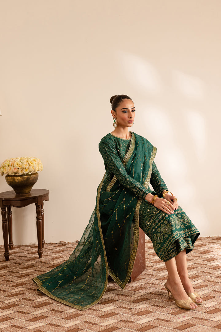 Batik | Reception Luxe Edit | Forest Green -  Batik Ladies Clothes - Original Designer Dress - House of Maryam