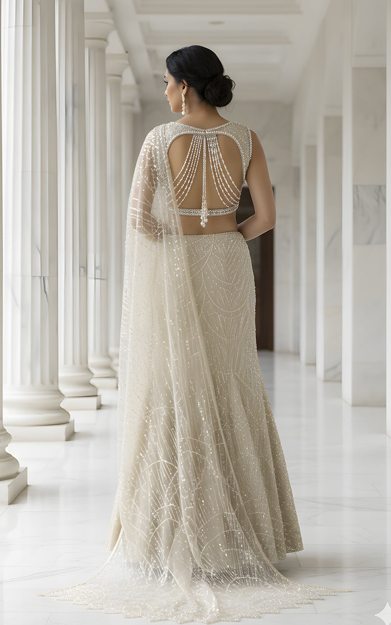 Threads and Motifs | Formal Dresses 25 | Embroidered Blouse With Skirt Saree-2