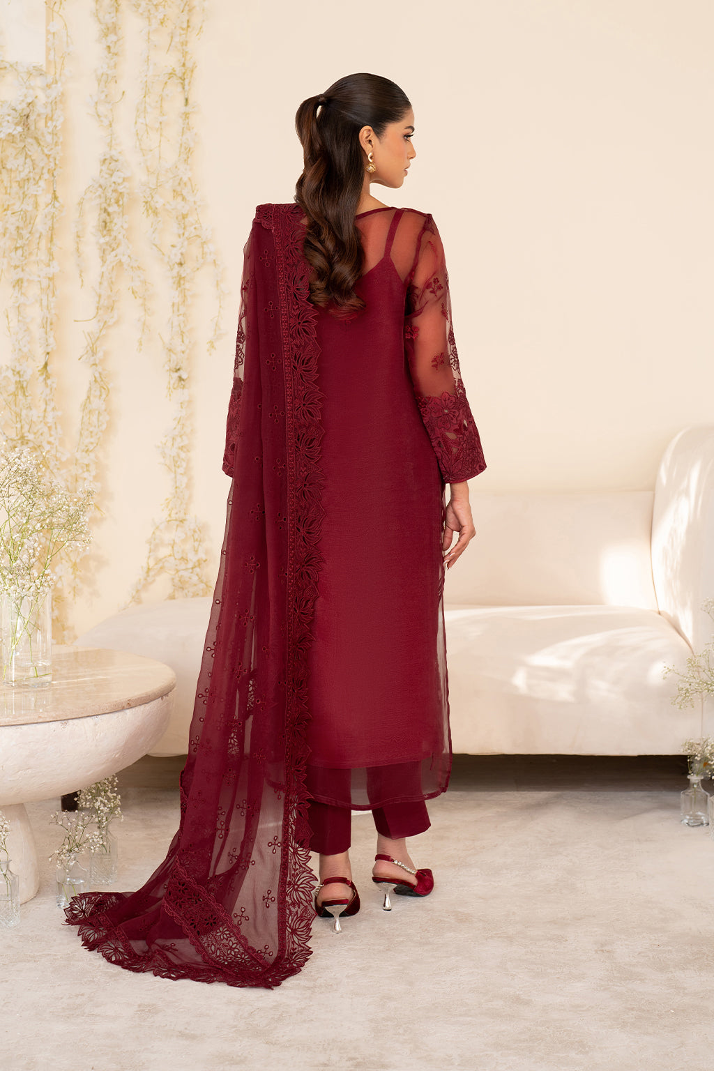 Iznik | Festive Formal | UE-438 Embroidered Pure Organza, image 2