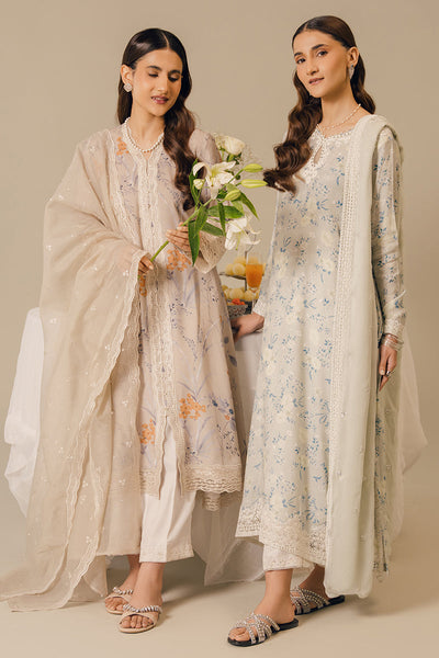 Cross Stitch | Luxury Pret | Pearl Blue-2 PC (Shirt & Dupatta)