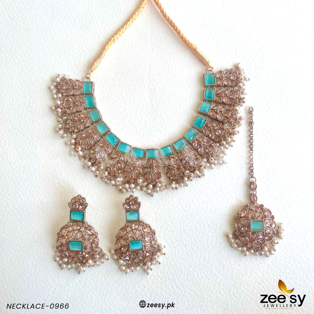 Necklace-0966 -  Zeesy Necklace Sets - Original Designer Dress - House of Maryam