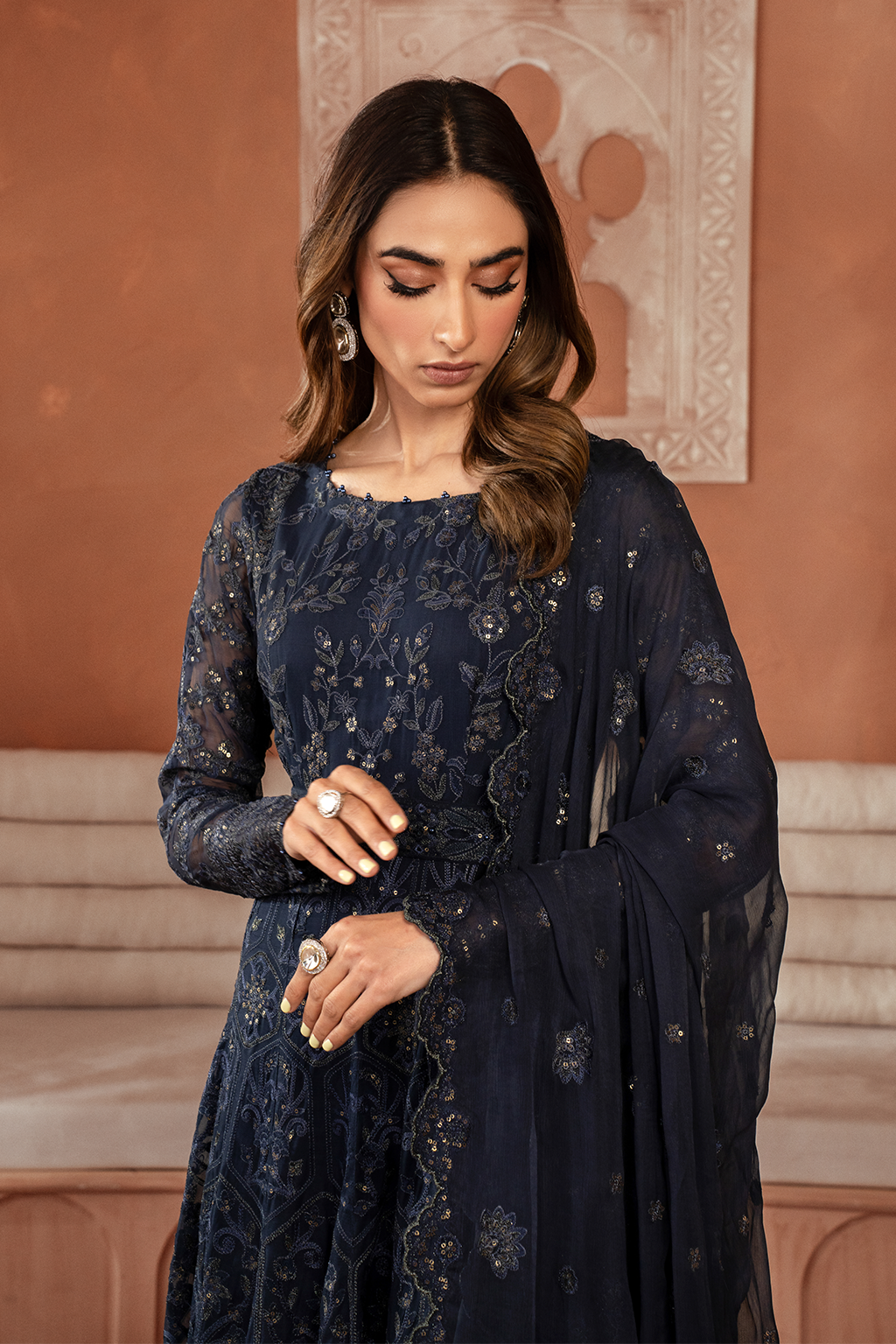 Iznik | Chiffon Kari | ICK-07 Embroidered Chiffon