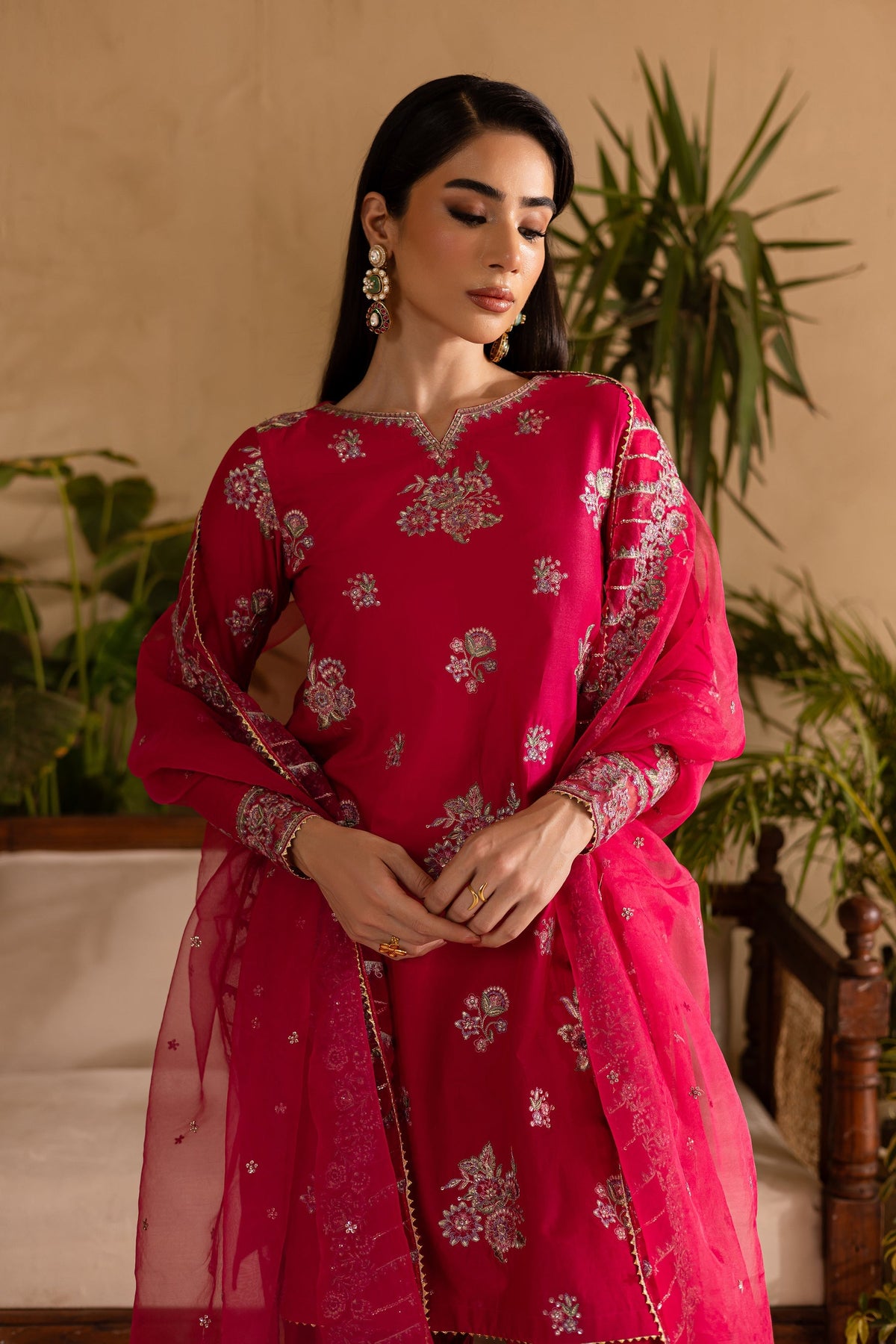 Batik | Nyra Embroidered Summer Solids | Zinnia -  Batik Ladies Clothes - Original Designer Dress - House of Maryam