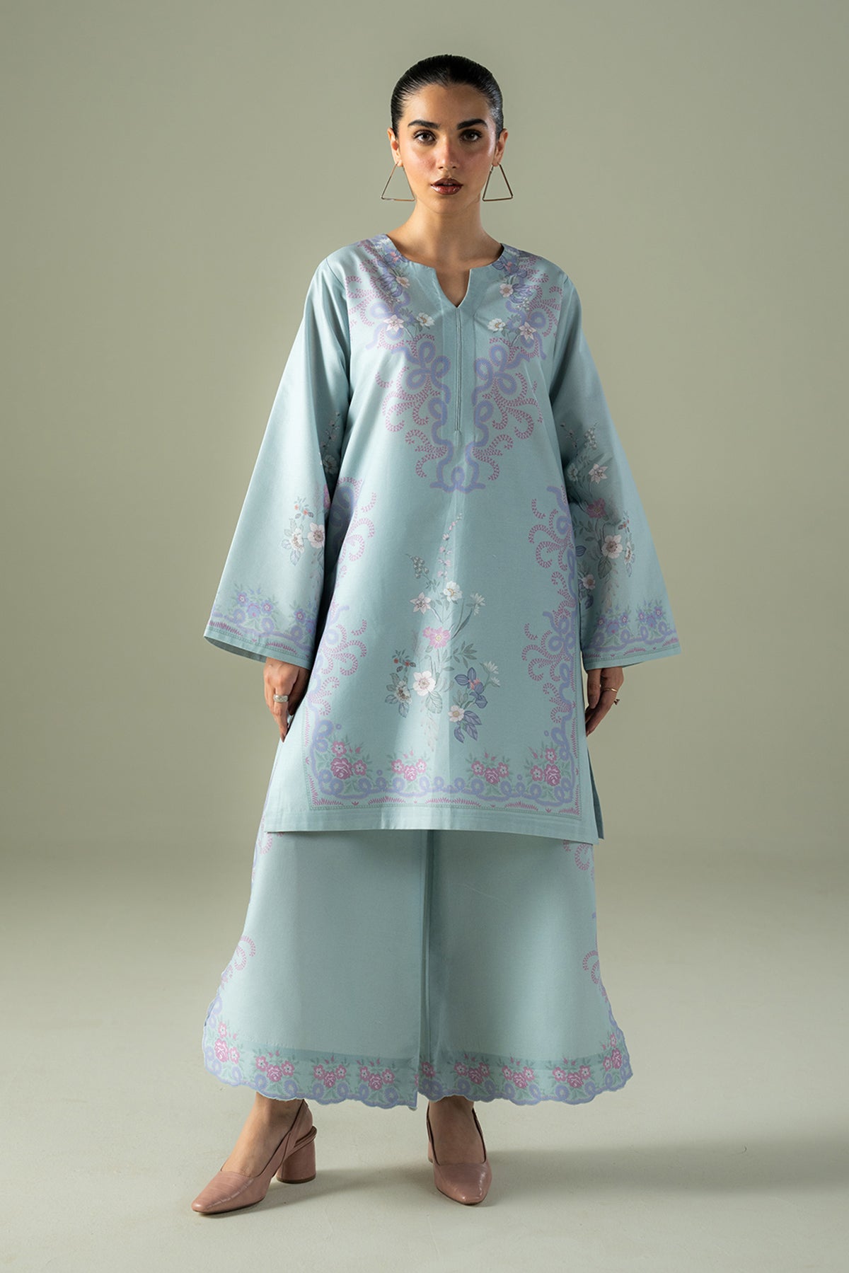 Afrozeh Misty misty blue lawn co-ord set