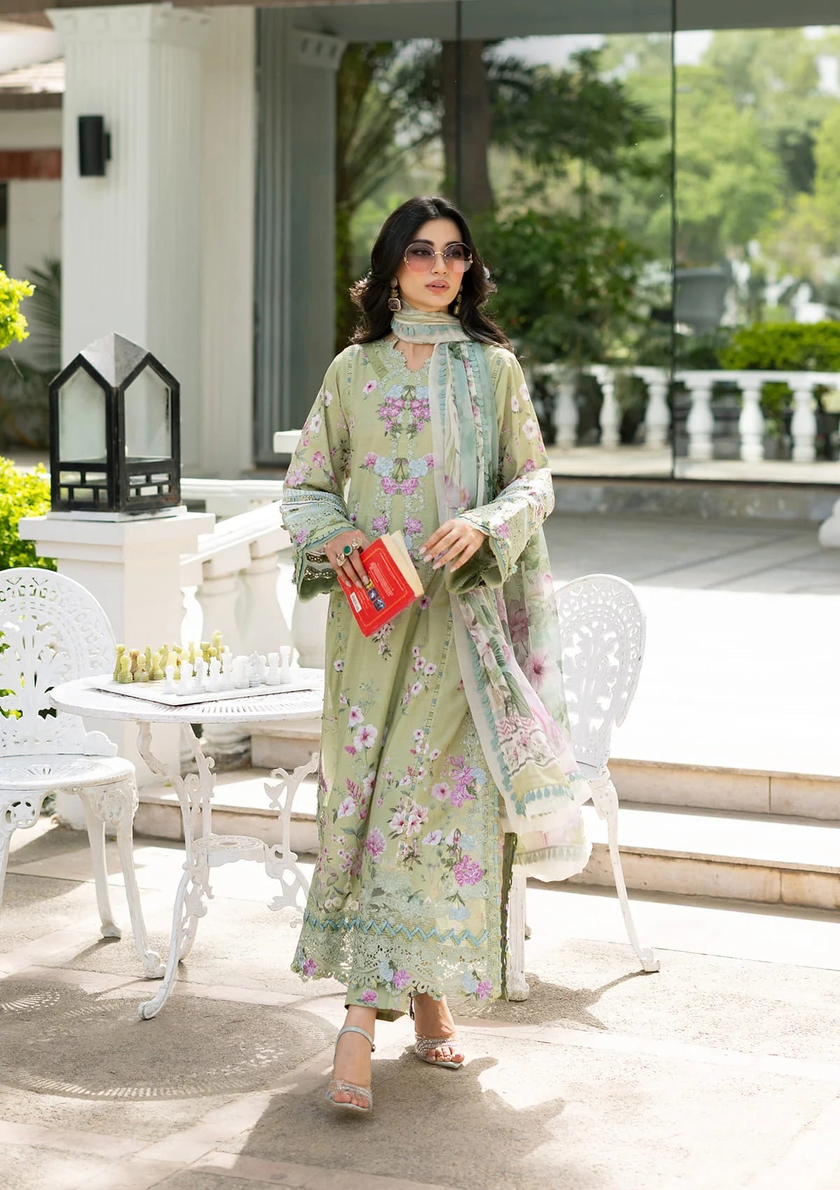 Elaf Premium | Signature Embroidered Lawn with Chiffon Collection 26 | ESG-6A JADE, image 3