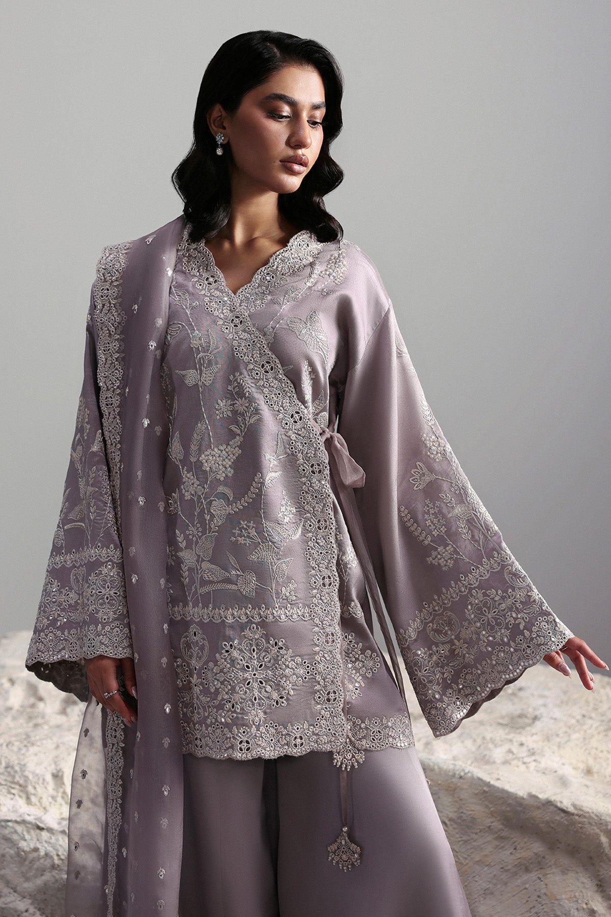 Afrozeh Cressida muted lilac tussar silk formal suit, photo 3