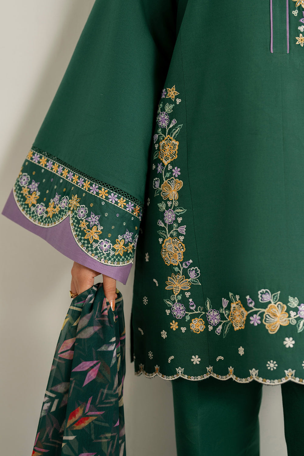 Farasha | Thread Lines Embroidered | Deep Pine -  Farasha Ladies Clothes - Original Designer Dress - House of Maryam