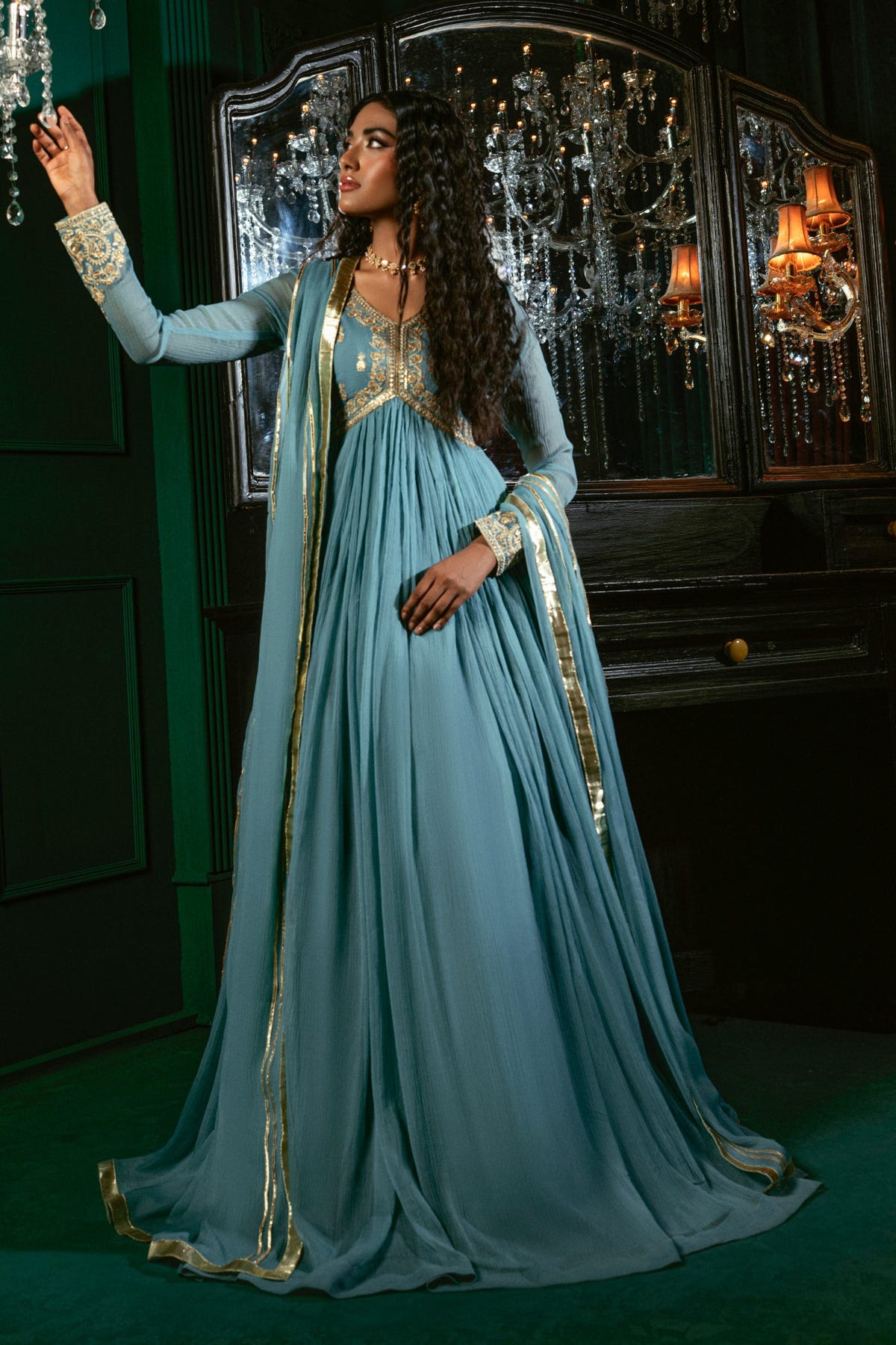Hania & Umaimaz | Festive Collection | Aasmani -  Hania & Umaima  - Original Designer Dress - House of Maryam