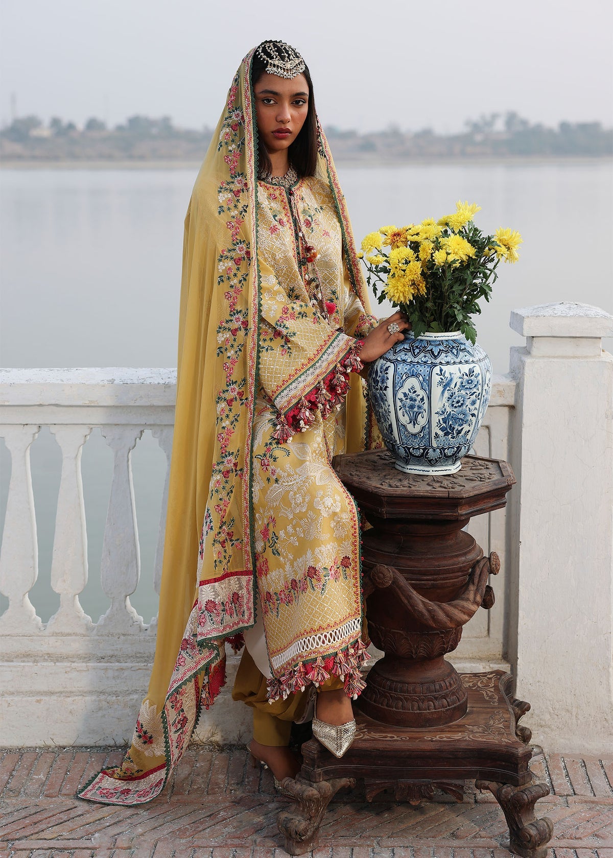Hussain Rehar | Kalabagh Luxury Lawn 26 | Ochre, image 6