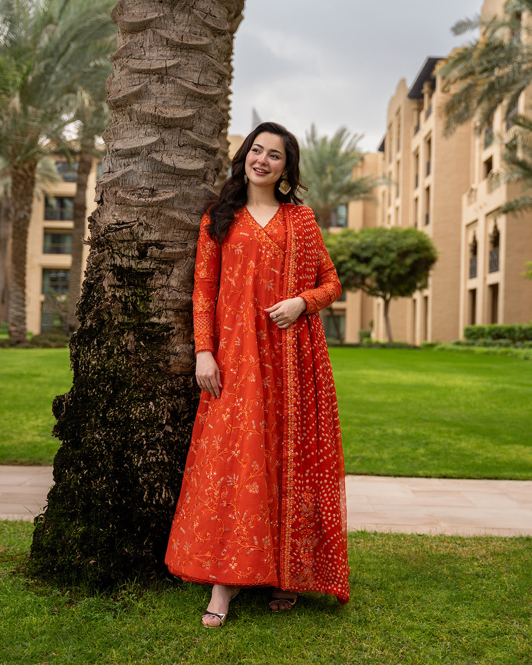 Faiza Saqlain | Aya Luxury Lawn 26' | Denisa, Burnt Orange, image 4