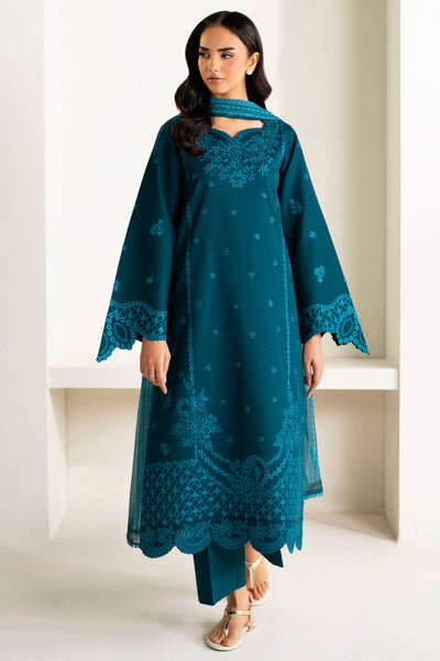 Farasha | Summer Weaves Embroidered Lawn | Teal Frost