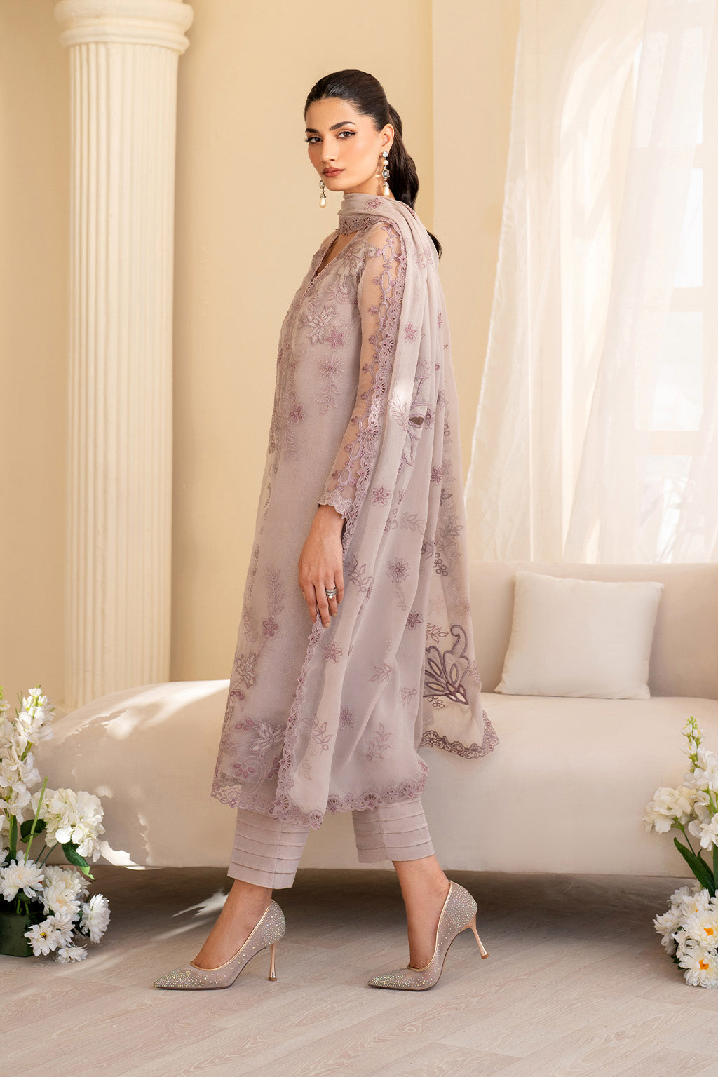 Iznik | Festive Formal | UE-437 Embroidered Pure Organza, image 4