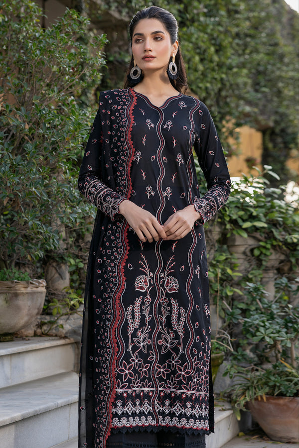 Farasha | Summer Weaves Embroidered Lawn | Black Rose -  Farasha Ladies Clothes - Original Designer Dress - House of Maryam