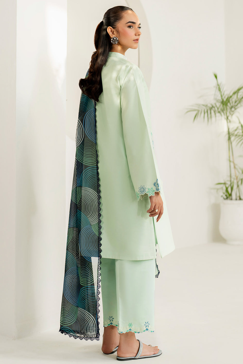 Farasha | Thread Lines Embroidered | Green Meadow -  Farasha Ladies Clothes - Original Designer Dress - House of Maryam