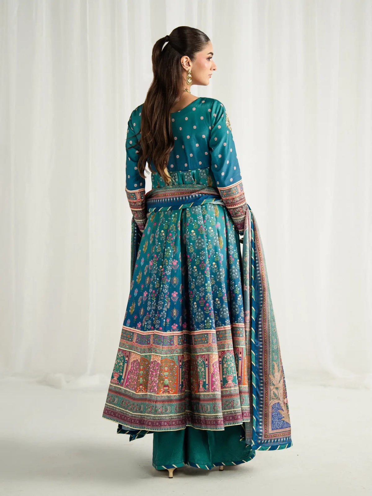 Gulaal | Aira Printed Silk | Azure, image 2