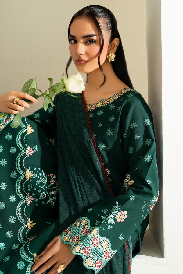 Farasha | Summer Weaves Embroidered Lawn | Willow Green-9