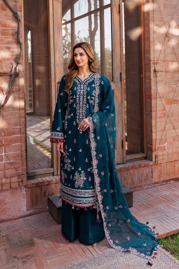 Farasha | Dastoor Embroidered Lawn SS24 | EMERALD CHARM by Designer Farasha - House of Maryam - Pakistani Designer Ethnic Wear in {{ shop.shopifyCountryName }}