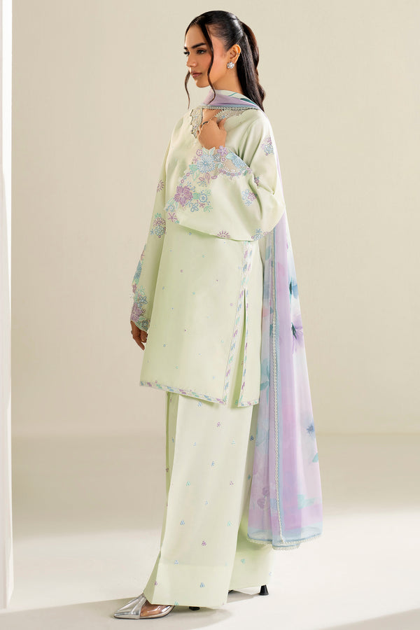 Farasha | Summer Weaves Embroidered Lawn | Mint Garden-3