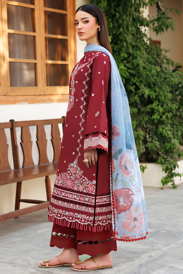Farasha | Summer Weaves Embroidered Lawn | Crimson Glow -  Farasha Ladies Clothes - Original Designer Dress - House of Maryam