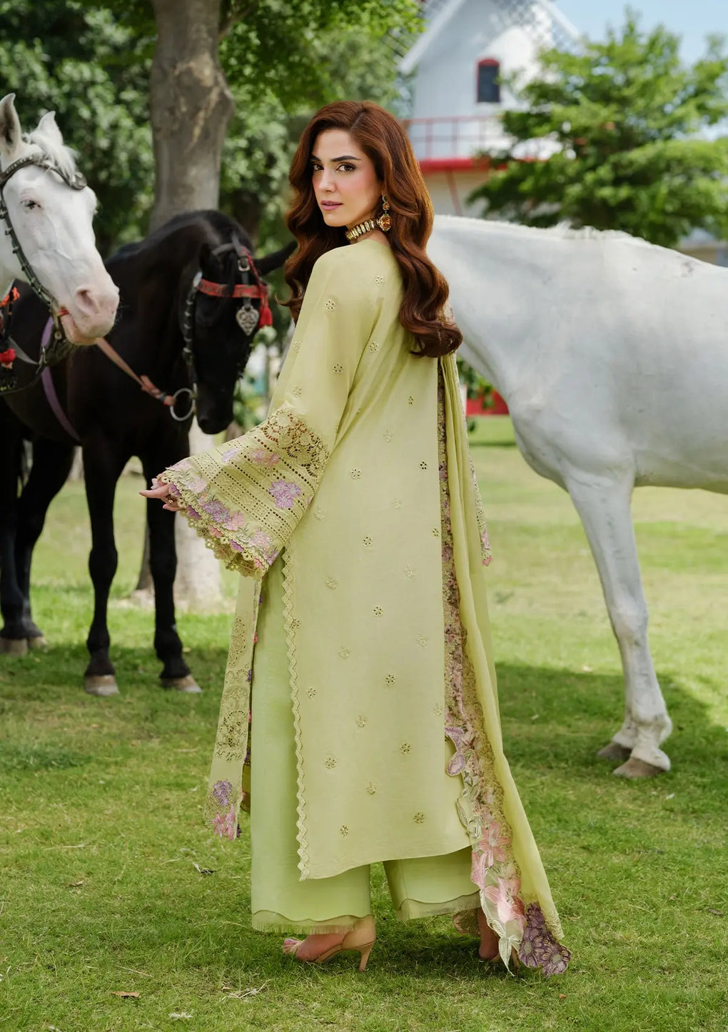 Elaf Premium | Luxury Lawn 25 | ELH-1A PISTACIA -  Elaf Premium Ladies Clothes - Original Designer Dress - House of Maryam