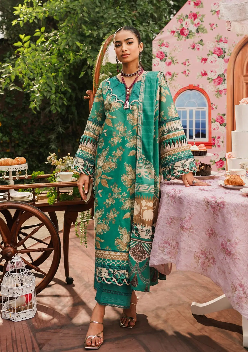 Elaf Premium | Printed Collection 24 | EEP-04B - Chic Teal by Designer Elaf Premium - House of Maryam - Pakistani Designer Ethnic Wear in {{ shop.shopifyCountryName }}