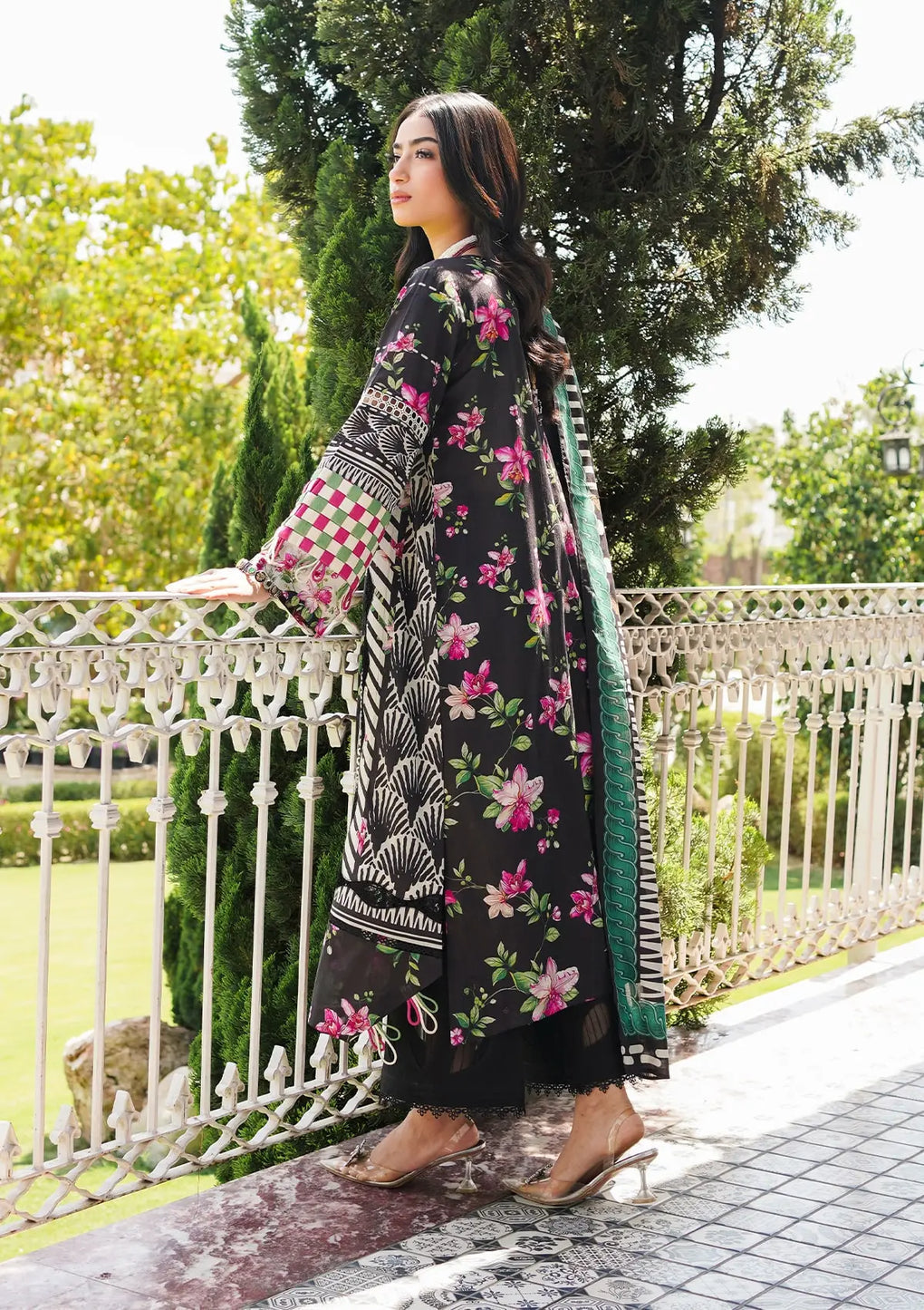 Elaf Premium | Printed Collection 24 | EEP-02A - Dark Floral -  Elaf Premium Casuals - Original Designer Dress - House of Maryam
