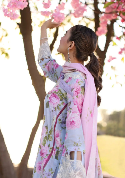 Elaf Premium | Prints Chikankari 24 | 04A OCEAN BLOSSOMS -  Elaf Premium Luxury - Original Designer Dress - House of Maryam