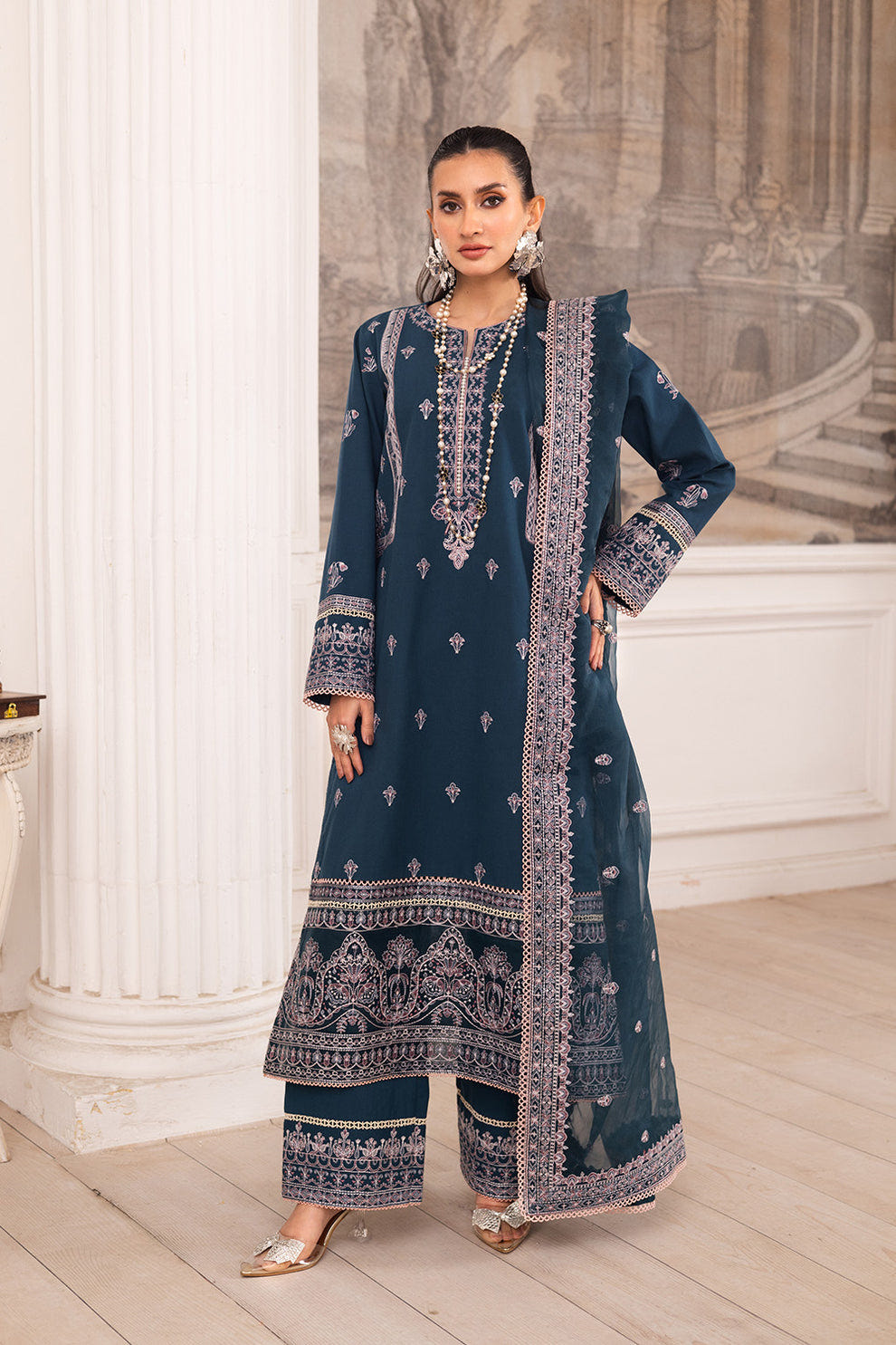 Maryum N Maria | Mira Luxury Lawn | FIROUZEH - FS50101 -  Maryum N Maria Ladies Clothes - Original Designer Dress - House of Maryam