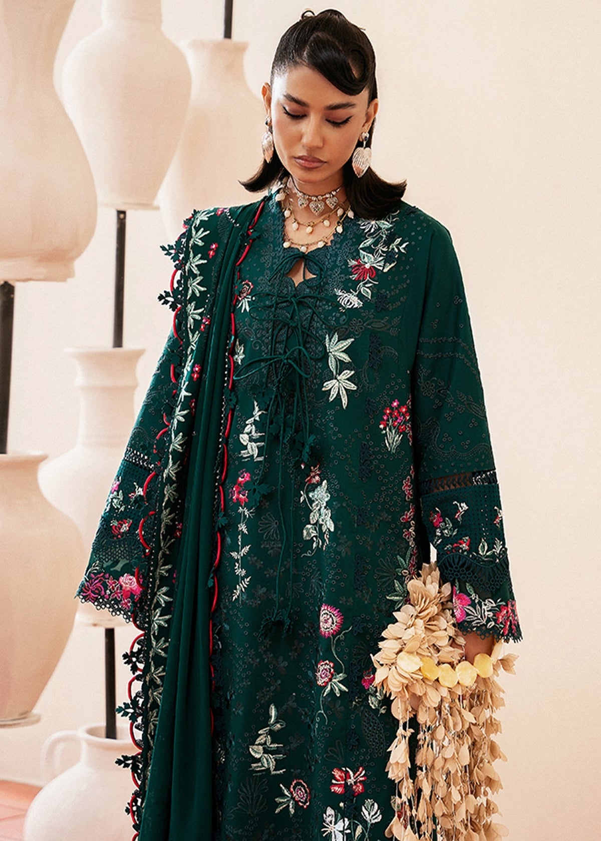 Suffuse Lea teal green embroidered lawn suit, photo 3