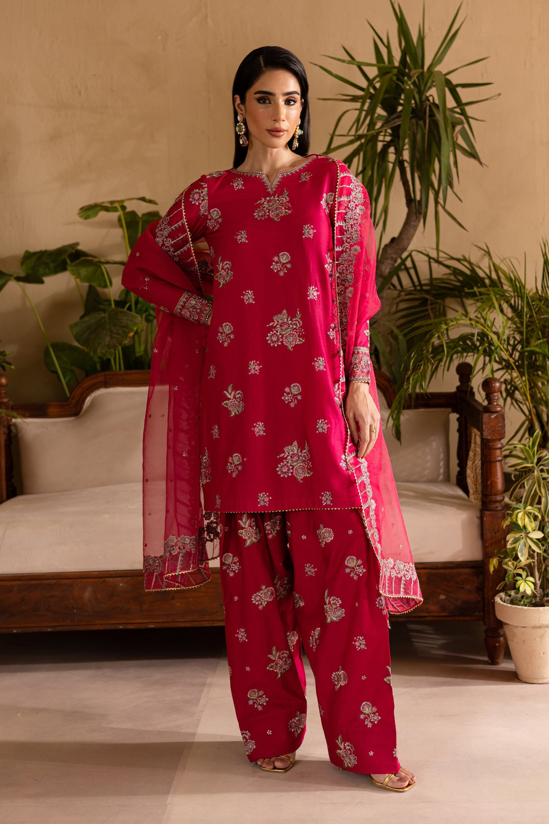 Batik | Nyra Embroidered Summer Solids | Zinnia -  Batik Ladies Clothes - Original Designer Dress - House of Maryam