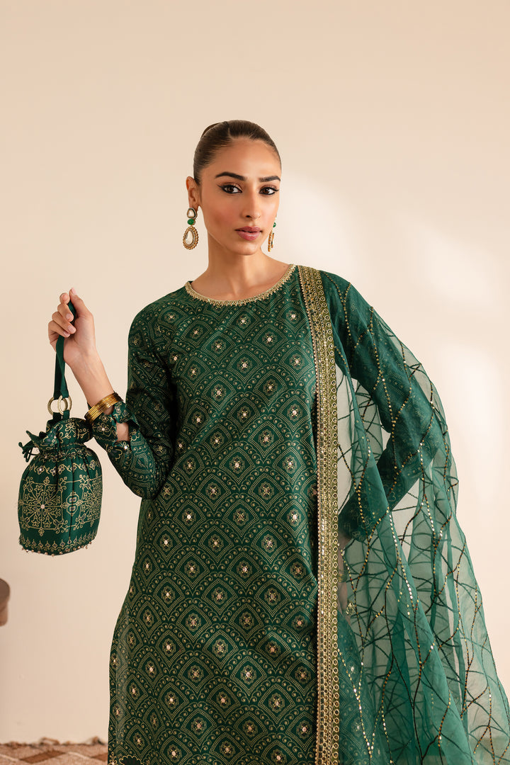 Batik | Reception Luxe Edit | Forest Green -  Batik Ladies Clothes - Original Designer Dress - House of Maryam