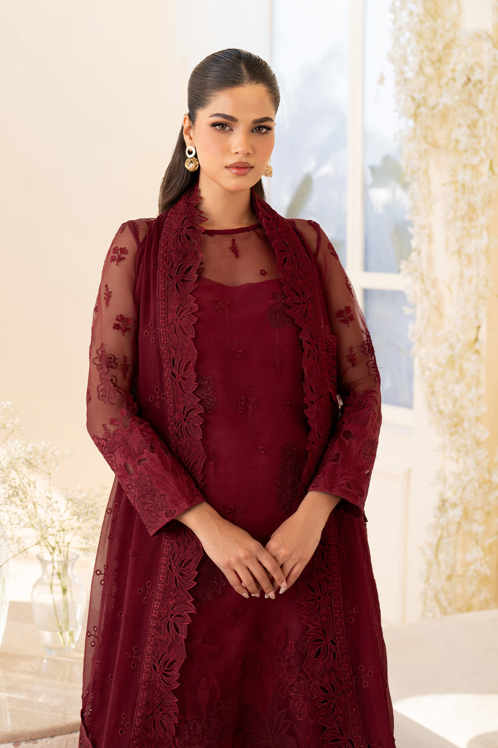 Iznik | Festive Formal | UE-438 Embroidered Pure Organza, image 3