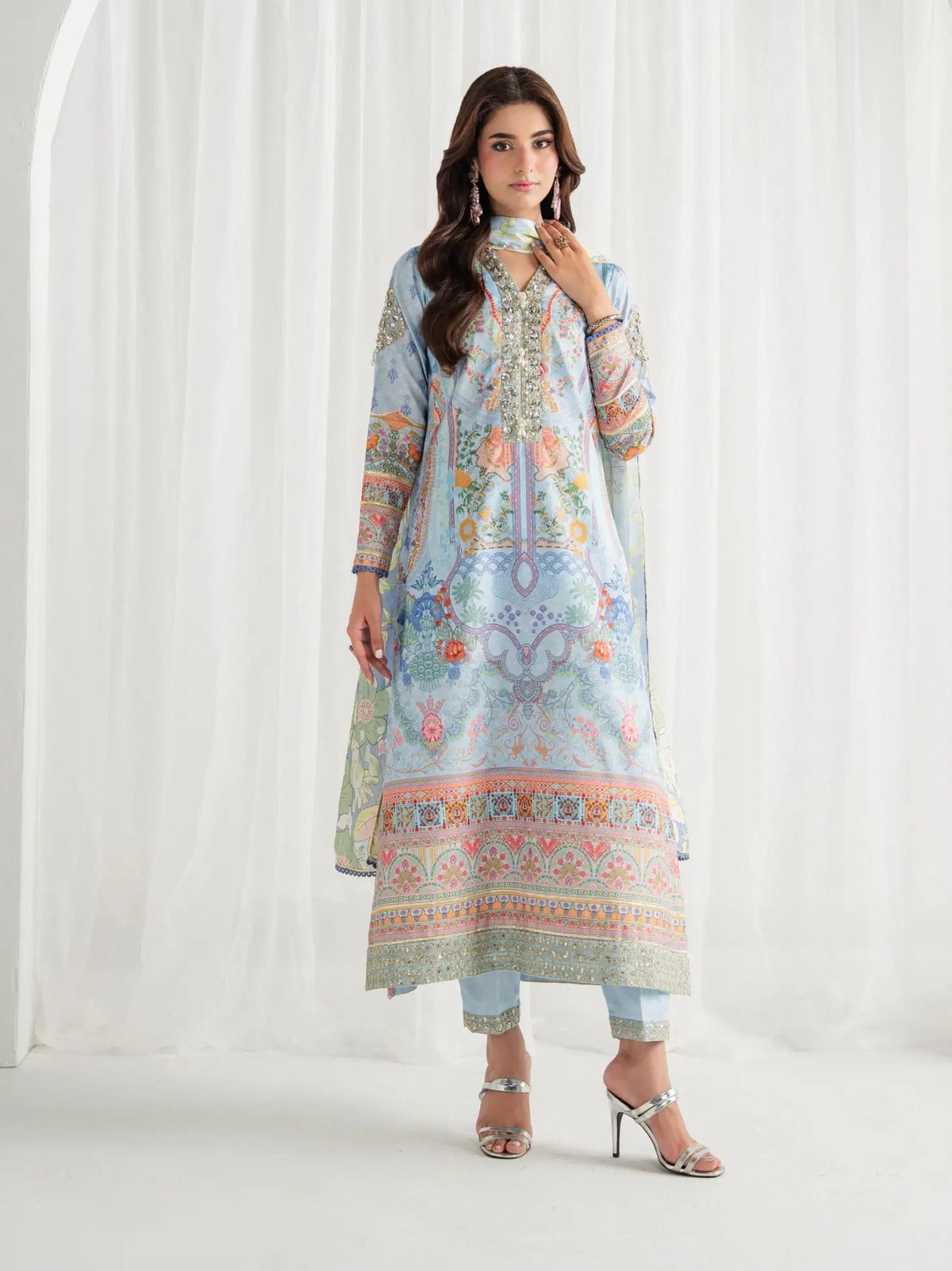 Gulaal | Aira Printed Silk | Misty, image 6
