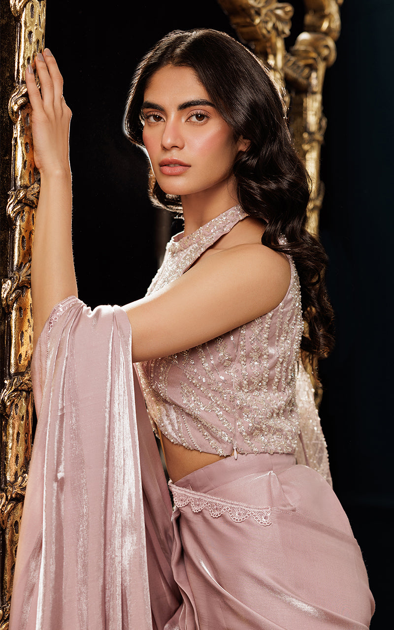 Threads and Motifs | Formal Dresses 25 | Net Embroidered Cape With Blouse And Skirt Saree -  Threads and Motifs Ladies Clothes - Original Designer Dress - House of Maryam