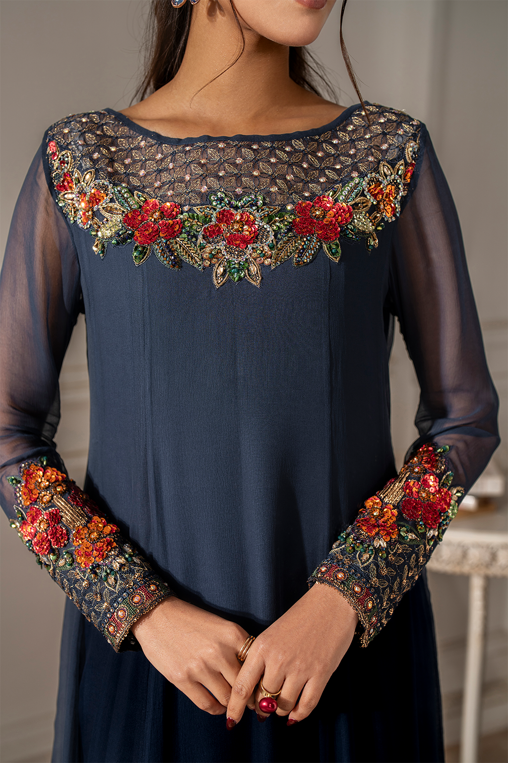 Iznik I Festive Formal I UE-412 Embroidered Chiffon -  Iznik Ladies Clothes - Original Designer Dress - House of Maryam