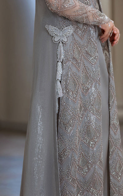Threads and Motifs | Formal Dresses 25 | Net Embroidered Jacket with Skirt -  Threads and Motifs Ladies Clothes - Original Designer Dress - House of Maryam
