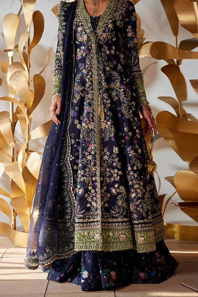Suffuse Delina midnight blue raw silk pishwas and gharara, photo 4
